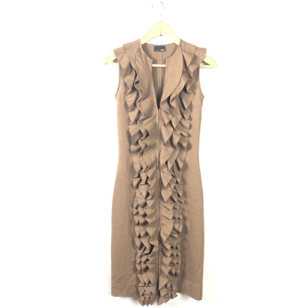 Fendi Dress Ruffle 100% Wool Sheath - Picture 2 of 11